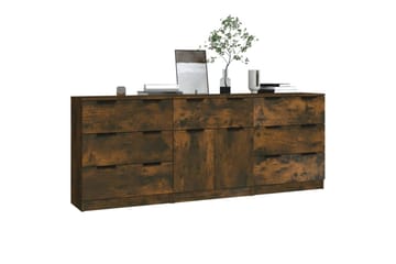 beBasic Skjenker 3 stk røkt eik konstruert tre - Brun - Oppbevaring - Oppbevaringsmøbler - Sideboard & skjenker