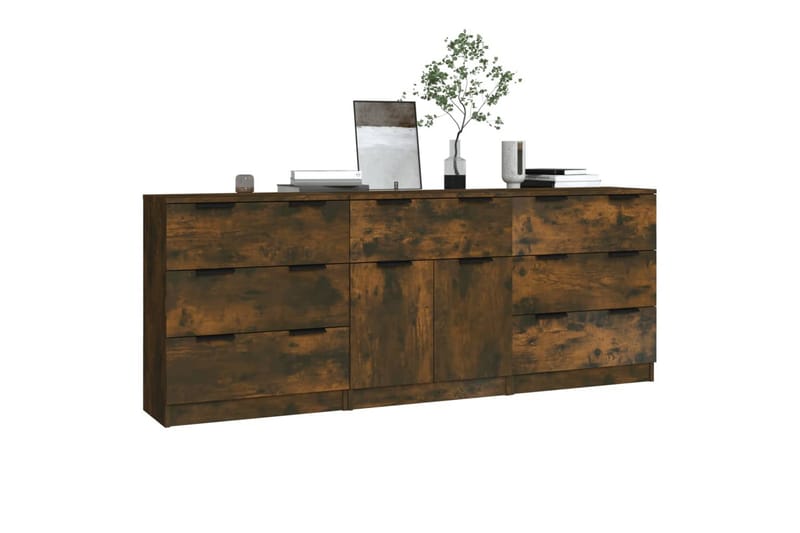 beBasic Skjenker 3 stk røkt eik konstruert tre - Brun - Oppbevaring - Oppbevaringsmøbler - Sideboard & skjenker