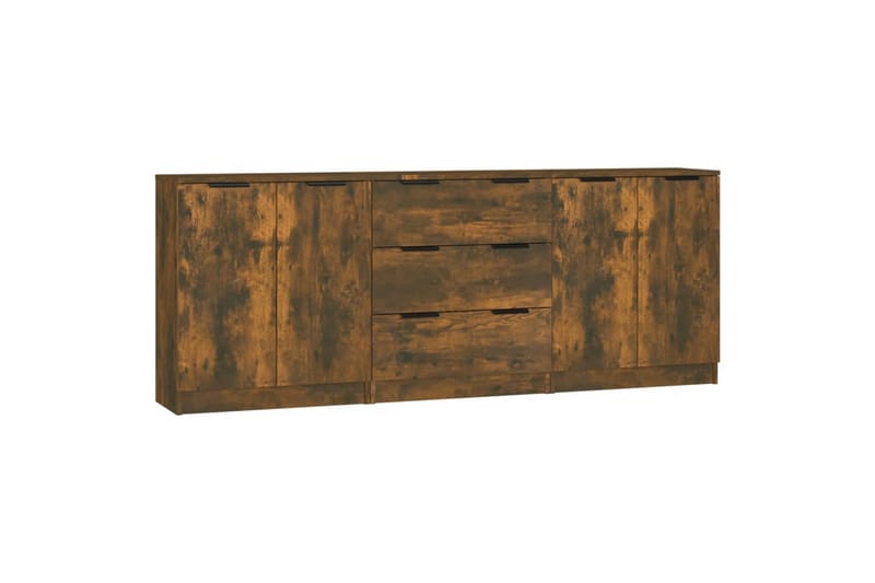 beBasic Skjenker 3 stk røkt eik konstruert tre - Brun - Oppbevaring - Oppbevaringsmøbler - Sideboard & skjenker