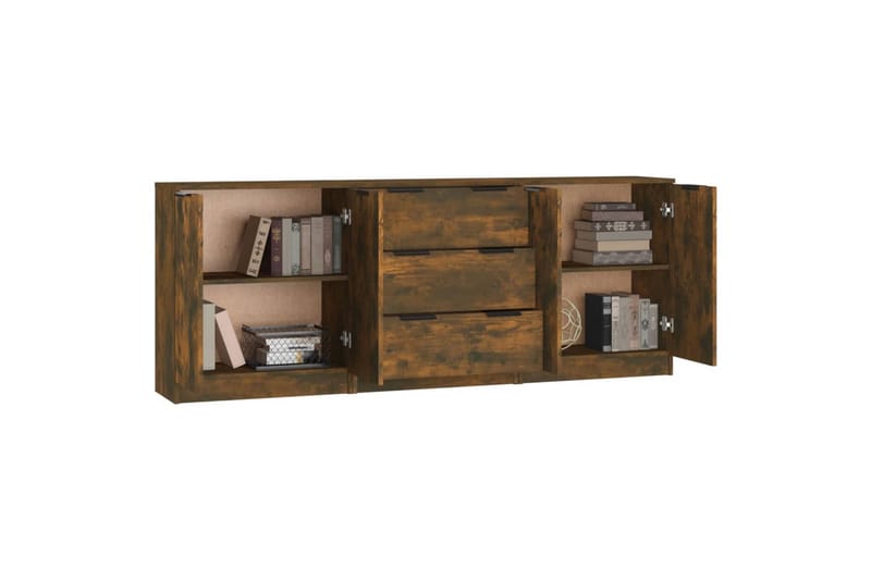 beBasic Skjenker 3 stk røkt eik konstruert tre - Brun - Oppbevaring - Oppbevaringsmøbler - Sideboard & skjenker