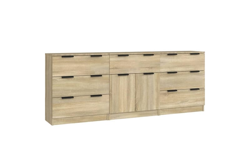 beBasic Skjenker 3 stk sonoma eik konstruert tre - Brun - Oppbevaring - Oppbevaringsmøbler - Sideboard & skjenker