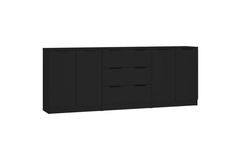 beBasic Skjenker 3 stk svart konstruert tre - Svart - Oppbevaring - Oppbevaringsmøbler - Sideboard & skjenker
