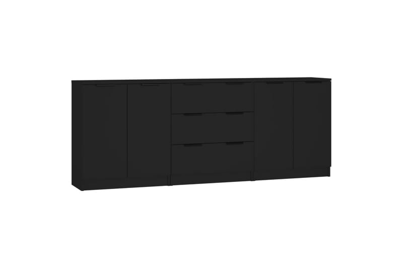 beBasic Skjenker 3 stk svart konstruert tre - Svart - Sideboard & skjenker