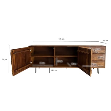 Belino skjenk 175 cm industriell stil - varm brun og svart - Oppbevaring - Oppbevaringsmøbler - Sideboard & skjenker