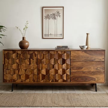 Belino skjenk 175 cm industriell stil - varm brun og svart - Oppbevaring - Oppbevaringsmøbler - Sideboard & skjenker
