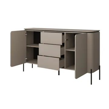 Bello Skjenk med 2 Dører og 3 Skuffer i Tre med Metallben - Taupe - Oppbevaring - Oppbevaringsmøbler - Sideboard & skjenker