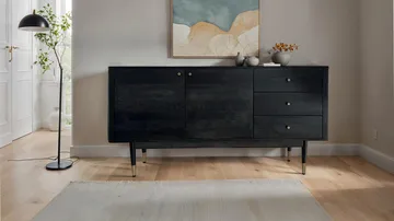 Beluna skjenk 160 cm - dypsvart med gullfargede detaljer - Oppbevaring - Oppbevaringsmøbler - Sideboard & skjenker
