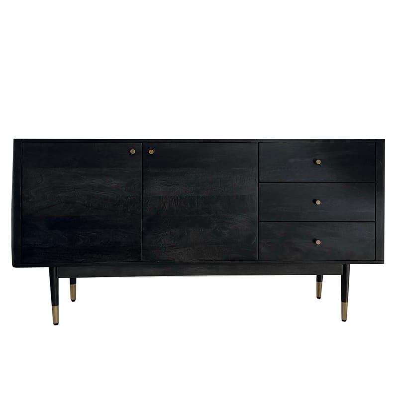 Beluna skjenk 160 cm - dypsvart med gullfargede detaljer - Oppbevaring - Oppbevaringsmøbler - Sideboard & skjenker