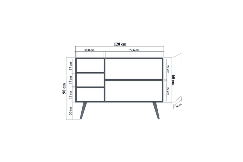 Brokind Skjenk 120 cm - Brun - Oppbevaring - Oppbevaringsmøbler - Sideboard & skjenker