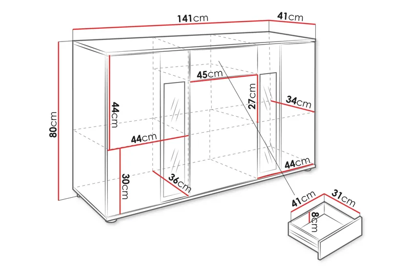 Bunta Skjenk 141x41 cm - Brun - Oppbevaring - Oppbevaringsmøbler - Sideboard & skjenker