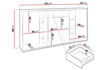 Bunta Skjenk 141x41 cm - Brun/Hvit - Oppbevaring - Oppbevaringsmøbler - Sideboard & skjenker