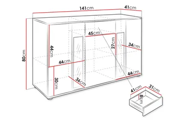 Bunta Skjenk 141x41 cm - Brun/Hvit - Oppbevaring - Oppbevaringsmøbler - Sideboard & skjenker
