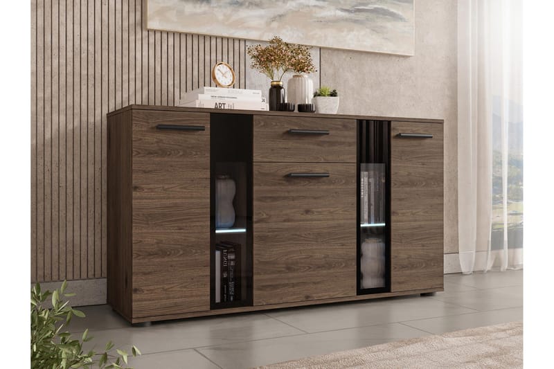 Bunta Skjenk 141x41 cm, Svart Og Hvitt