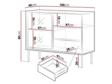 Claven skjenk 100 cm - beige - Oppbevaring - Oppbevaringsmøbler - Sideboard & skjenker