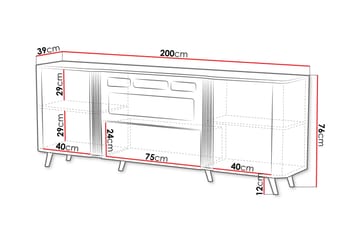 Clement Kommode 200 cm - Beige - Innredning - Peis - Peis uten pipe - El-peiser