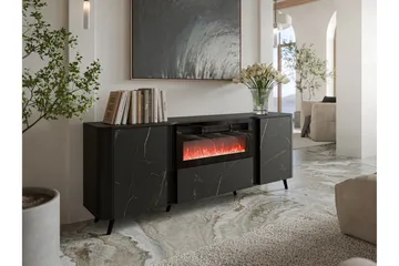Clement Kommode 200 cm - Svart - Innredning - Peis - Peis uten pipe - El-peiser