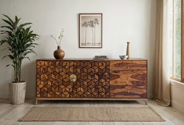 Coruna skjenk 180 cm - varm mørkebrun og gull - Oppbevaring - Oppbevaringsmøbler - Sideboard & skjenker