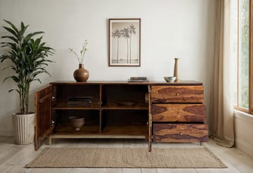 Coruna skjenk 180 cm - varm mørkebrun og gull - Oppbevaring - Oppbevaringsmøbler - Sideboard & skjenker