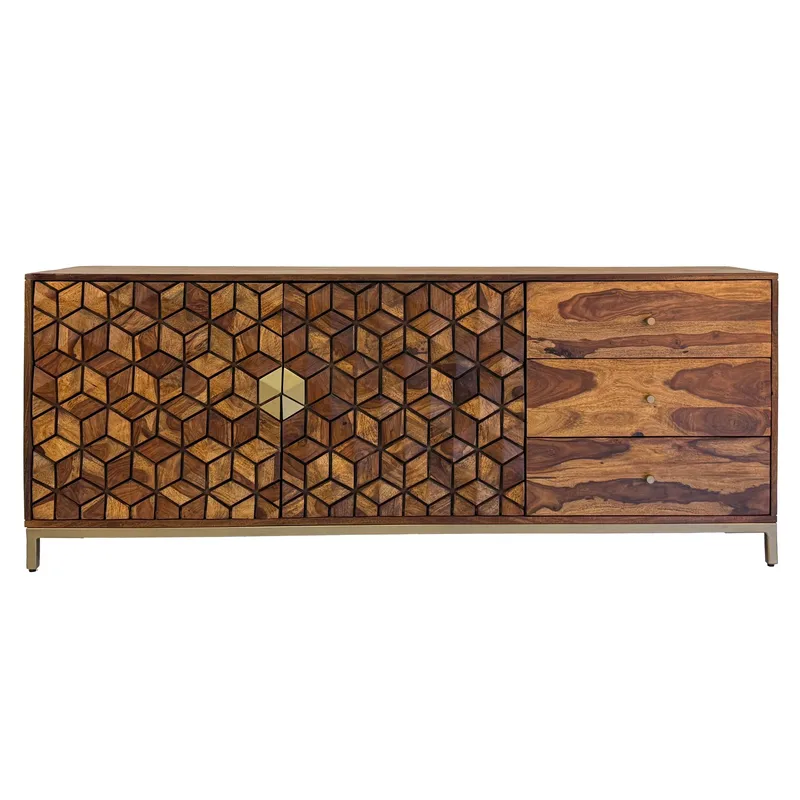 Coruna skjenk 180 cm - varm mørkebrun og gull - Oppbevaring - Oppbevaringsmøbler - Sideboard & skjenker