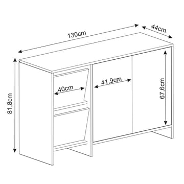 Crala Konsoll 130x81,8x44 cm - Hvit - Oppbevaring - Oppbevaringsmøbler - Sideboard & skjenker