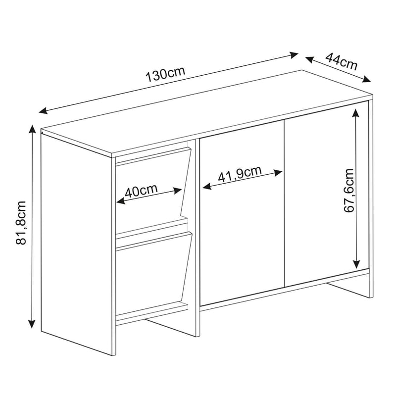 Crala Konsoll 130x81,8x44 cm - Hvit - Oppbevaring - Oppbevaringsmøbler - Sideboard & skjenker