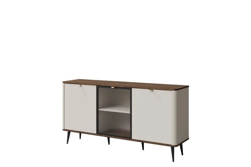 Cucina Skjenk 160x40 cm i Laminatplate med Glassdør, Beige|Brun