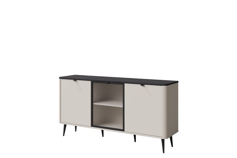 Cucina Skjenk 160x40 cm i Tre med Glassdør, Beige|Grå