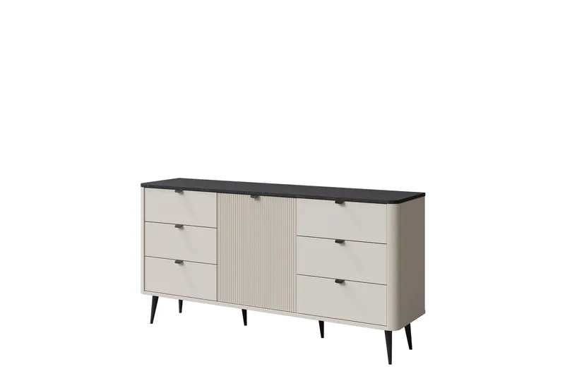 Cucina Skjenk 160x40 cm i Tre med Metallben, Beige|Grå