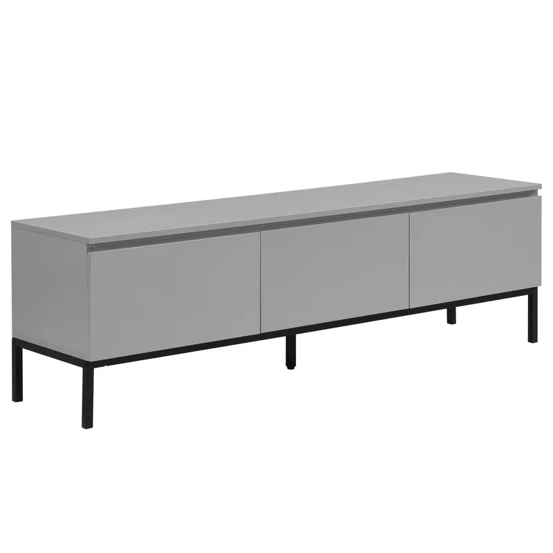 Dorvik TV-benk 150 cm med 3 skuffer, lysegrå og svart
