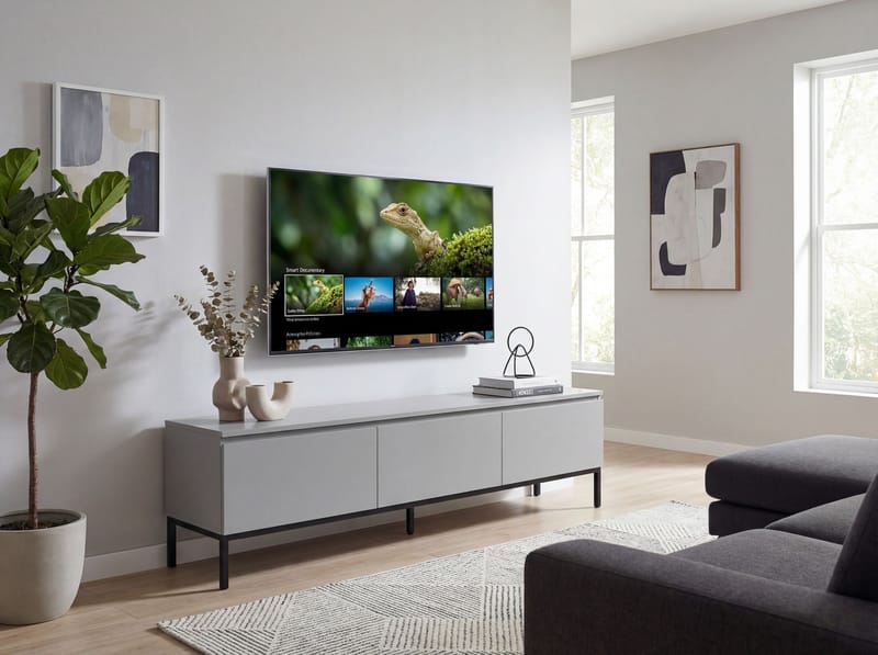 Dorvik TV-benk 150 cm med 3 skuffer - lysegrå og svart - Oppbevaring - Oppbevaringsmøbler - Sideboard & skjenker