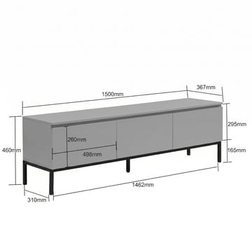 Dorvik TV-benk 150 cm med 3 skuffer - lysegrå og svart - Oppbevaring - Oppbevaringsmøbler - Sideboard & skjenker
