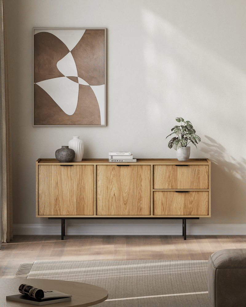 Dravo Skjenk 68x150 cm - Naturlig hickory - Oppbevaring - Oppbevaringsmøbler - Sideboard & skjenker