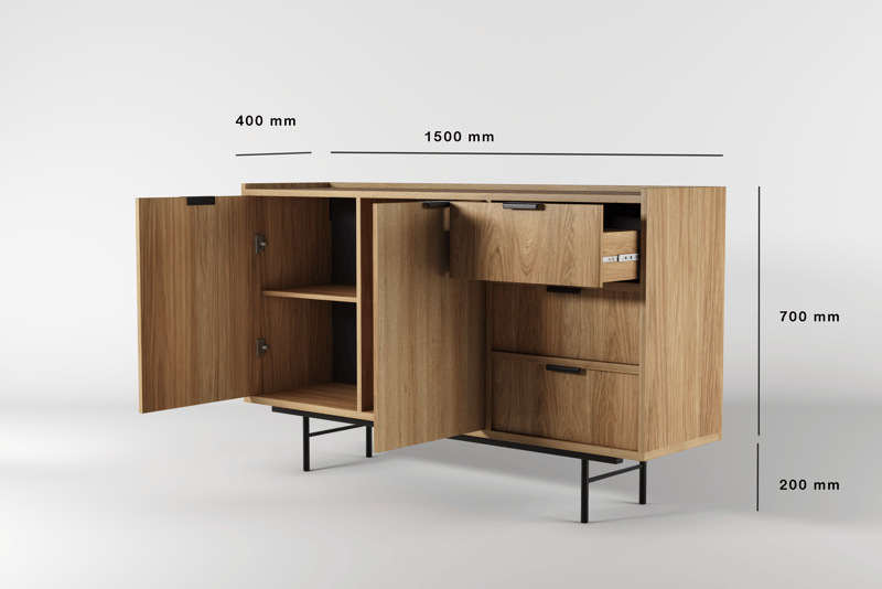 Dravo Skjenk 90x150 cm - Naturlig hickory - Oppbevaring - Oppbevaringsmøbler - Sideboard & skjenker