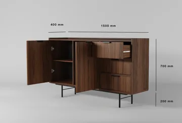 Dravo Skjenk 90x150 cm - Warmia valnøtt - Oppbevaring - Oppbevaringsmøbler - Sideboard & skjenker