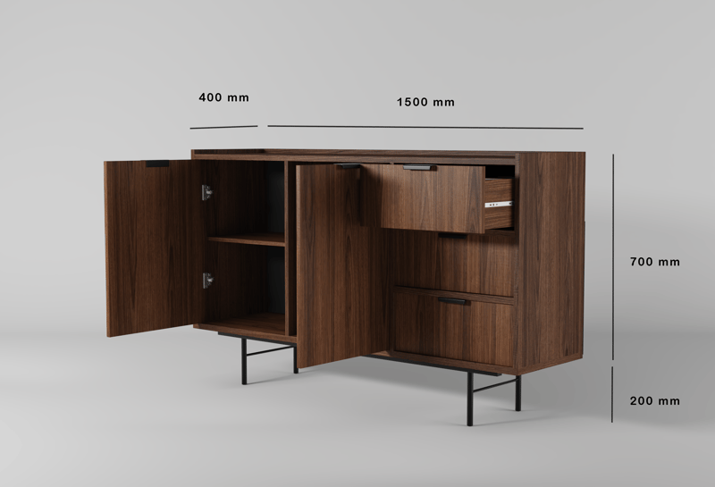 Dravo Skjenk 90x150 cm - Warmia valnøtt - Oppbevaring - Oppbevaringsmøbler - Sideboard & skjenker