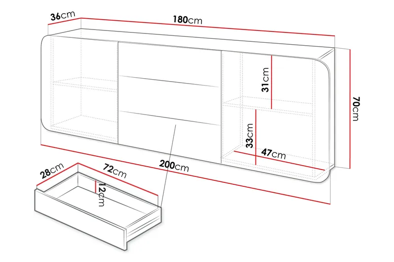 Duartina Skjenk 200x36 cm - Beige - Oppbevaring - Oppbevaringsmøbler - Sideboard & skjenker