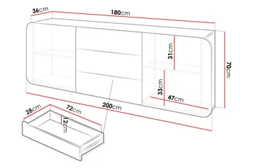 Duartina Skjenk 200x36 cm - Beige - Oppbevaring - Oppbevaringsmøbler - Sideboard & skjenker
