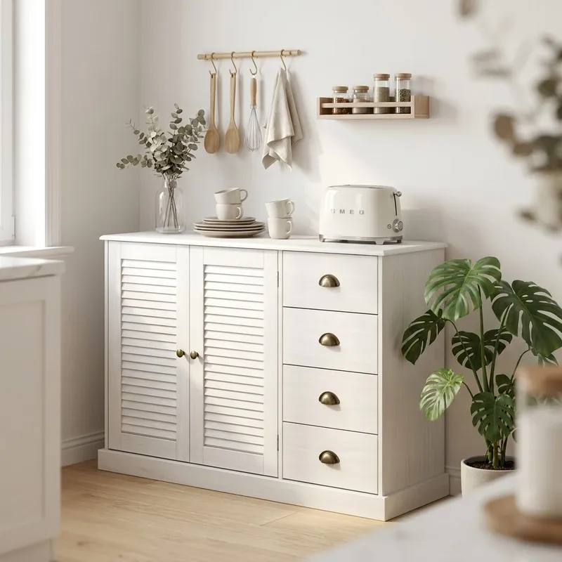 Edith Skjenk 125x80 cm i Tre - Hvit - Oppbevaring - Oppbevaringsmøbler - Sideboard & skjenker
