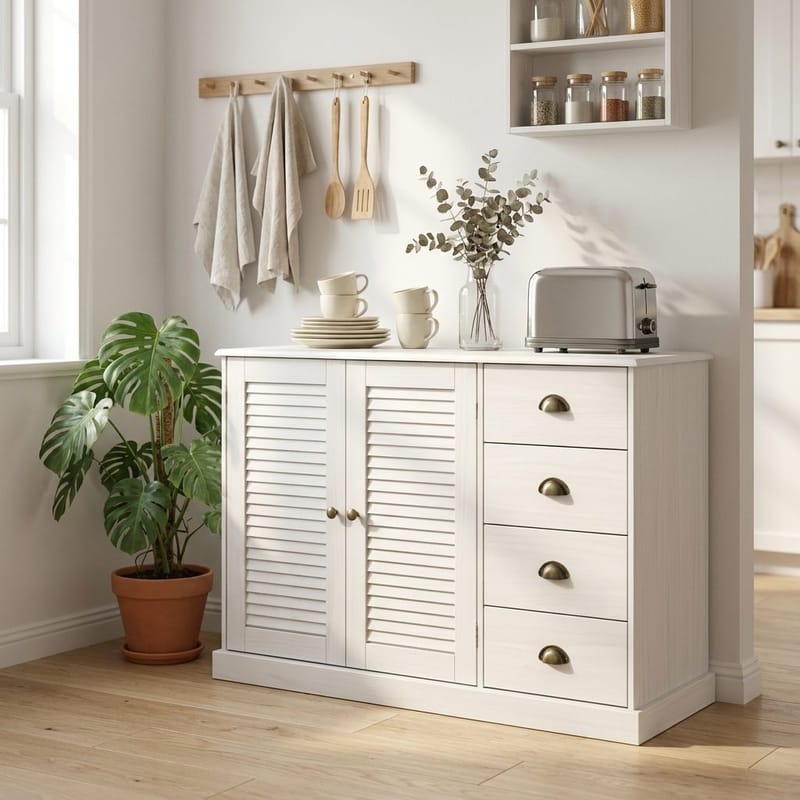 Edith Skjenk 125x80 cm i Tre - Hvit - Oppbevaring - Oppbevaringsmøbler - Sideboard & skjenker