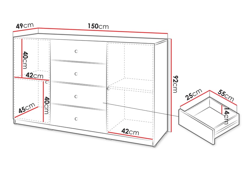 Fayric Kommode 150 cm - Kasjmir - Oppbevaring - Oppbevaringsmøbler - Kommode