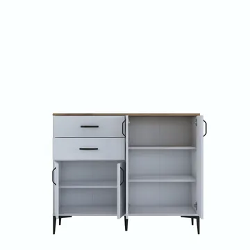 Flerbruksskap Wallxpert Hyla (120 x 98,6 x 45 cm) Hvit Valnøtt - Hvit og valnøtt - Oppbevaring - Oppbevaringsmøbler - Sideboard & skjenker