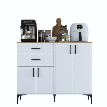 Flerbruksskap Wallxpert Hyla (120 x 98,6 x 45 cm) Hvit Valnøtt - Hvit og valnøtt - Oppbevaring - Oppbevaringsmøbler - Sideboard & skjenker