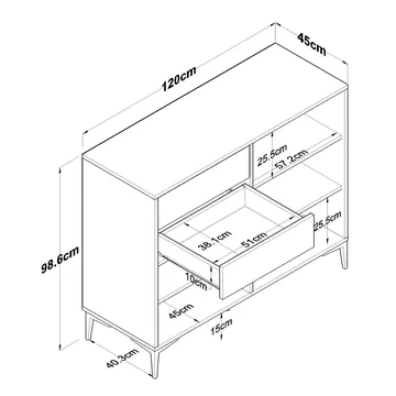 Flerbruksskap Wallxpert Hyla (120 x 98,6 x 45 cm) Hvit Valnøtt - Hvit og valnøtt - Oppbevaring - Oppbevaringsmøbler - Sideboard & skjenker