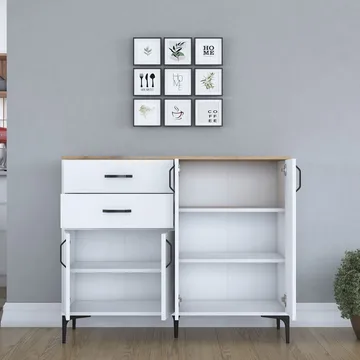 Flerbruksskap Wallxpert Hyla (120 x 98,6 x 45 cm) Hvit Valnøtt - Hvit og valnøtt - Oppbevaring - Oppbevaringsmøbler - Sideboard & skjenker