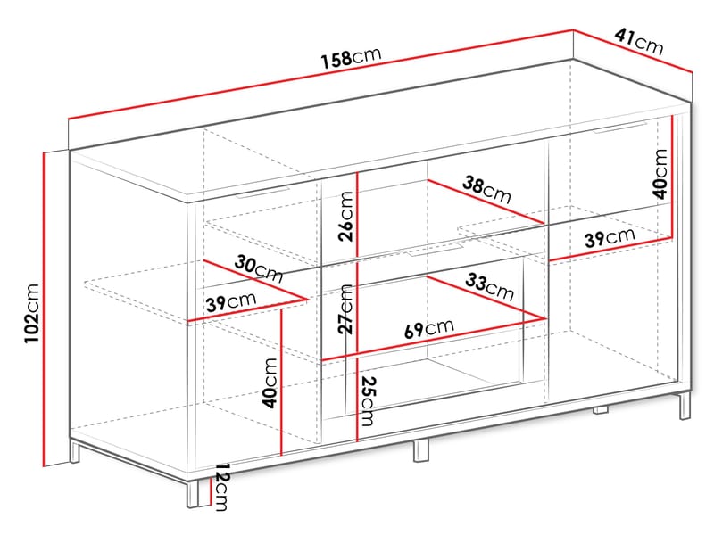 Fonti Skjenk 158 cm - Brun|svart - Oppbevaring - Oppbevaringsmøbler - Sideboard & skjenker