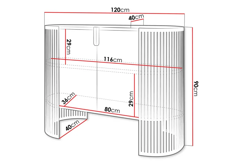 Friend Skjenk 120x40 cm - Rosa/Hvit - Oppbevaring - Oppbevaringsmøbler - Sideboard & skjenker