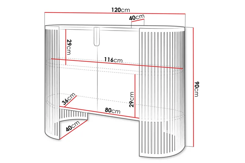 Friend Skjenk 120x40 cm - Rosa/Hvit - Oppbevaring - Oppbevaringsmøbler - Sideboard & skjenker