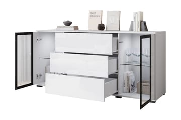 Gamal Skjenk 150x40 cm i Tre med Glassdører - Svart - Oppbevaring - Oppbevaringsmøbler - Sideboard & skjenker