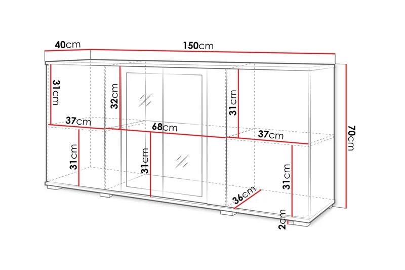 Gammel Skjenk 150x40 cm - Brun - Oppbevaring - Oppbevaringsmøbler - Sideboard & skjenker