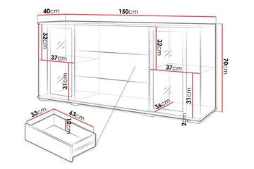Gammel Skjenk 150x40 cm - Brun - Oppbevaring - Oppbevaringsmøbler - Sideboard & skjenker